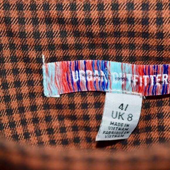 Urban Outfitters Brown Gingham High-Waisted Flare Pants | Size 4 - Picture 5 of 5